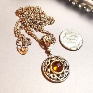 Charles Krypell 18kt 925 Diamond Citrine Necklace